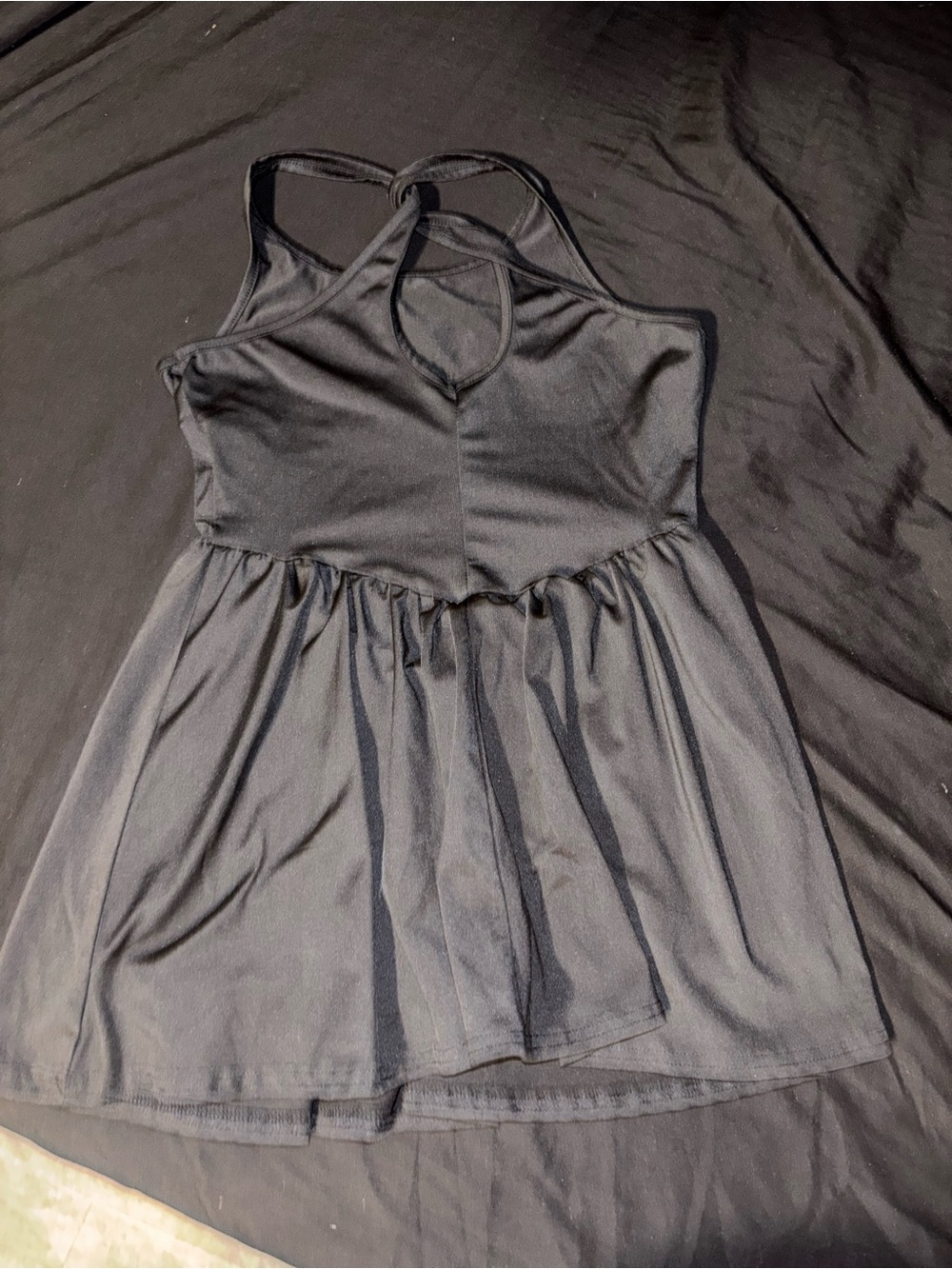 Girl's Black Halter Tank Top Dress